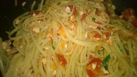 Spaghettata di salmone, carote E pachini
